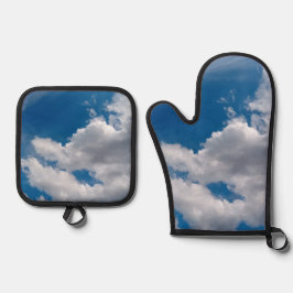 Grote witte wolken ovenwant & pannenlap set