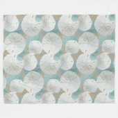 Grote Witte Zanddollars Patroon Beige Fleece Deken (Voorkant (Horizontaal))