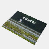 Grote witte zilveren zilveren welkom deurmat (Schuin)