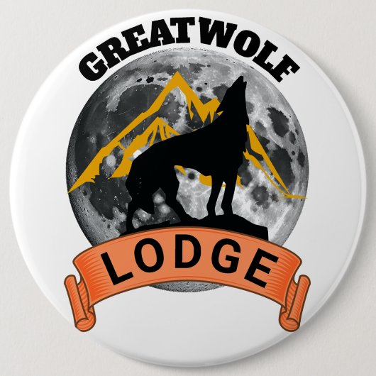 Grote wolf lodge knop ronde button 6,0 cm (Voorkant)