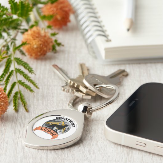 Grote wolf lodge knop sleutelhanger (Zijkant)