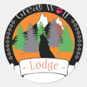 GROTE WOLF-LODGE RONDE STICKER (Voorkant)