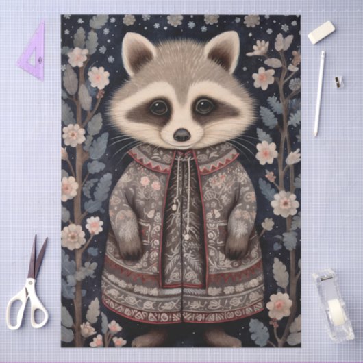 Grote Woodland Forest Wasbeer Bloemen Decoupage Tissuepapier (Craft)