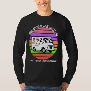 Grote Worm Ice Cream Stijl Zonsondergang Retro T-shirt