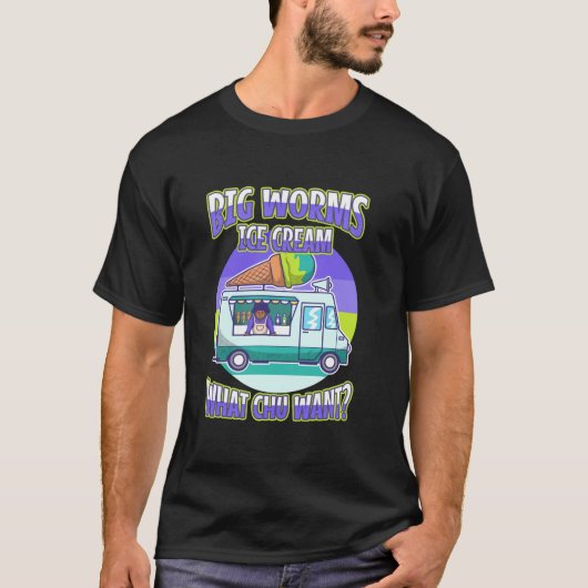 Grote wormen ijswagen t-shirt (Voorkant)