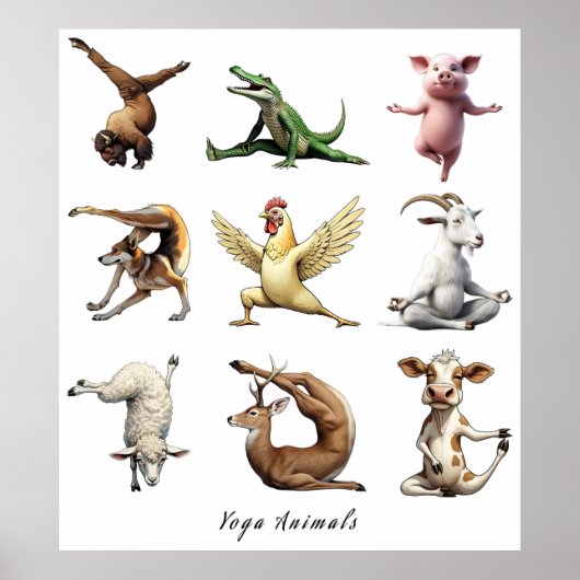 Grote Yoga Dieren Print (Voorkant)