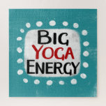 Grote Yoga Energie Jigsaw Puzzel<br><div class="desc">"Big Yoga Energy" is een leuk tekstontwerp met een witte accentvorm omringd door witte grillige gestructureerde stippen.</div>