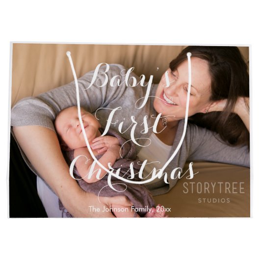 Grote zachte baby kerstcadeauttas voor de eerste k groot cadeauzakje (Achterkant)