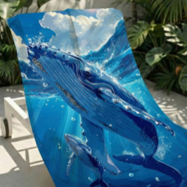 Grote & Zachte Kleurrijke Bultrug Whale Beach Hand Strandlaken