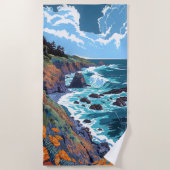 Grote & Zachte Kleurrijke Sonoma Coast Strandlaken (Voorkant)