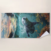 Grote & Zachte Schattigee Kleurrijke Zeeen Otter S Strandlaken (Voorkant)