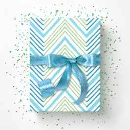 Grote Zag Chevron in Groen en Aqua Cadeaupapier