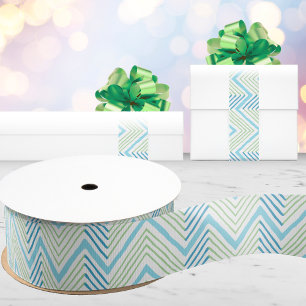Grote Zag Chevron in Groen en Aqua Grosgrain Lint