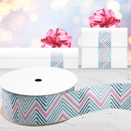 Grote Zag Chevron in Roze en Aqua Grosgrain Lint