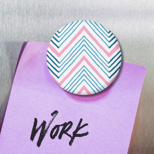 Grote Zag Chevron in Roze en Aqua Magneet