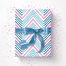 Grote Zag Chevron in Roze en Diep Aqua