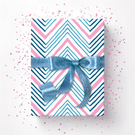 Grote Zag Chevron in Roze en Diep Aqua Cadeaupapier