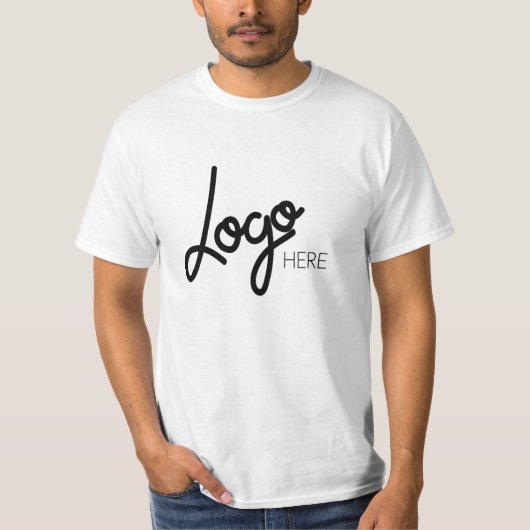 Grote Zakelijke Logo Modern Mannen Wit T-shirt (Voorkant)