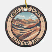 Grote zandduinen Nationaal Park Illustratie Reizen Keramisch Ornament (Voorkant)
