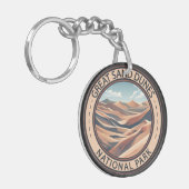 Grote zandduinen Nationaal Park Illustratie Reizen Sleutelhanger (Voorkant Links)