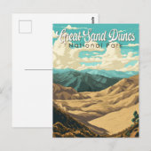 Grote Zandduinen Nationaal Park Illustratie Retro Briefkaart (Voorkant / Achterkant)