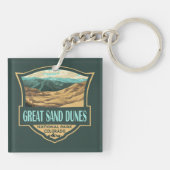Grote Zandduinen Nationaal Park Illustratie Retro Sleutelhanger (Achterkant)