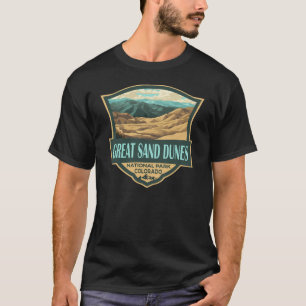 Grote Zandduinen Nationaal Park Illustratie Retro T-shirt