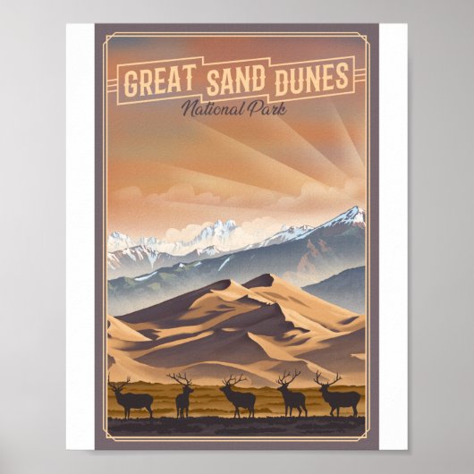 Grote zandduinen Nationaal Park Litho Kunstwerk Poster (Voorkant)