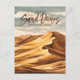 Grote Zandduinen Nationaal Park Waterverf Kunst Feestdagenkaart