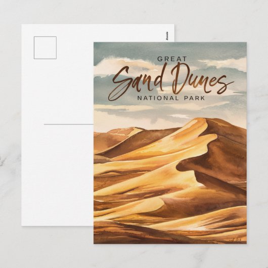 Grote Zandduinen Nationaal Park Waterverf Kunst Feestdagenkaart (Voorkant / Achterkant)