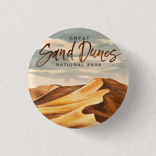Grote Zandduinen Nationaal Park Waterverf Kunst Ronde Button 3,2 Cm