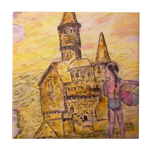 grote zandkasteel tegeltje (Voorkant)