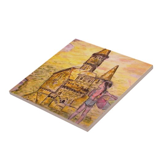 grote zandkasteel tegeltje (Zijkant)