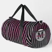 Grote zebraprint roze glitters monogram plunjezak (Rechterhoek)