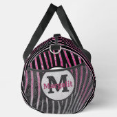 Grote zebraprint roze glitters monogram plunjezak (Rechts)
