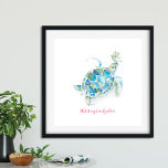 Grote Zeeen schildpad Waterverf Poster<br><div class="desc">Mijn hand met een tropische eilandstijl is perfect voor je strandhuisje. Het kenmerkt een turquoise blauwe groene zee schildpad en groen met de woorden Dit is Mijn BlokPlaats die in trendy hand geschreven stijlmanuscript in rood wordt geplaatst. Gezegden voor wandkunst en kunstwerk gemaakt door Victoria Grigaliunas. Ga voor meer informatie...</div>