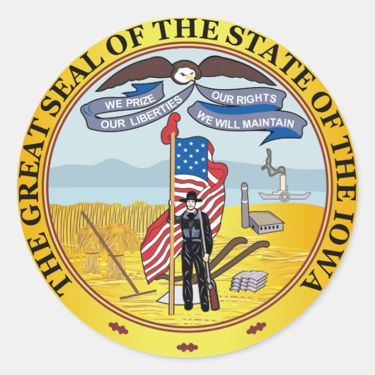 Grote zeehond van de staat Iowa Ronde Sticker (Voorkant)