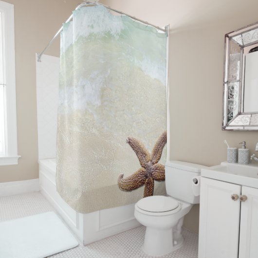 Grote Zeester Tropische Oceaan Strandbad Douchegordijn (In situ)