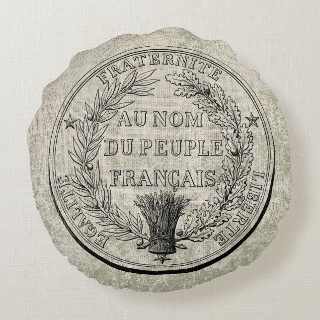  Grote Zegel in Frankrijk Rond Kussen (Achterkant)