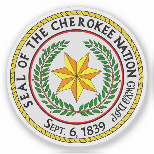 Grote zegel van de Cherokee natie en stam, VS Sticker (Voorkant)