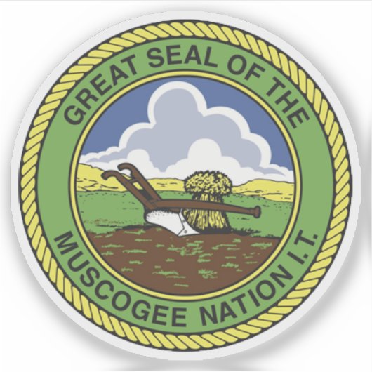 Grote zegel van de Muscogee Creek volkeren, USA Sticker (Voorkant)