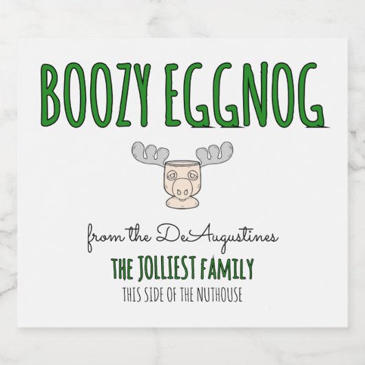 Grote zelfgemaakte Boozy Eggnog Fles Label Likeurfles Etiket (Enkel label)