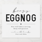 Grote zelfgemaakte Boozy Eggnog Fles Label Likeurfles Etiket (Enkel label)