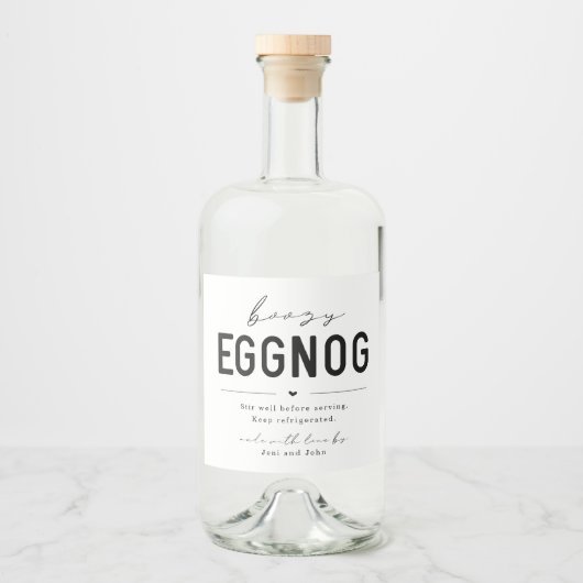 Grote zelfgemaakte Boozy Eggnog Fles Label Likeurfles Etiket (Voorkant)