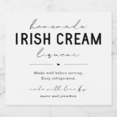 Grote zelfgemaakte Irish Cream Likeur Bottle Label Likeurfles Etiket (Enkel label)