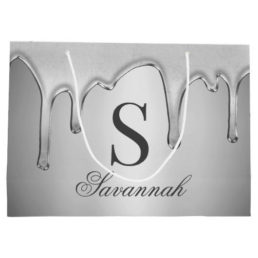 Grote zilveren chroom druppels vloeibaar metaal mo groot cadeauzakje (Achterkant)