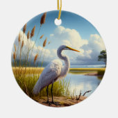 Grote Zilverreiger Aandenken Keramisch Ornament (Voorkant)