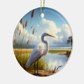 Grote Zilverreiger Aandenken Keramisch Ornament (Links)