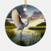 Grote Zilverreiger Aandenken Keramisch Ornament (Voorkant)