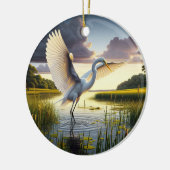Grote Zilverreiger Aandenken Keramisch Ornament (Links)